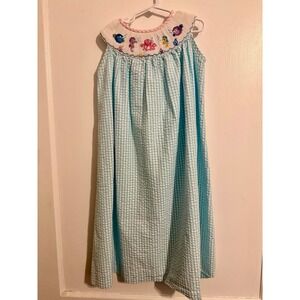 ZUCCINI BLUE Plaid COTTON SMOCKED Under The Sea Creatures Fish DRESS 6X